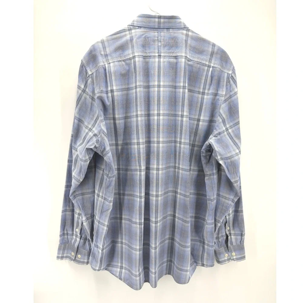 Banana Republic Slim Fit Blue Plaid Shirt Men XL Cotton Button Preppy Casual EUC